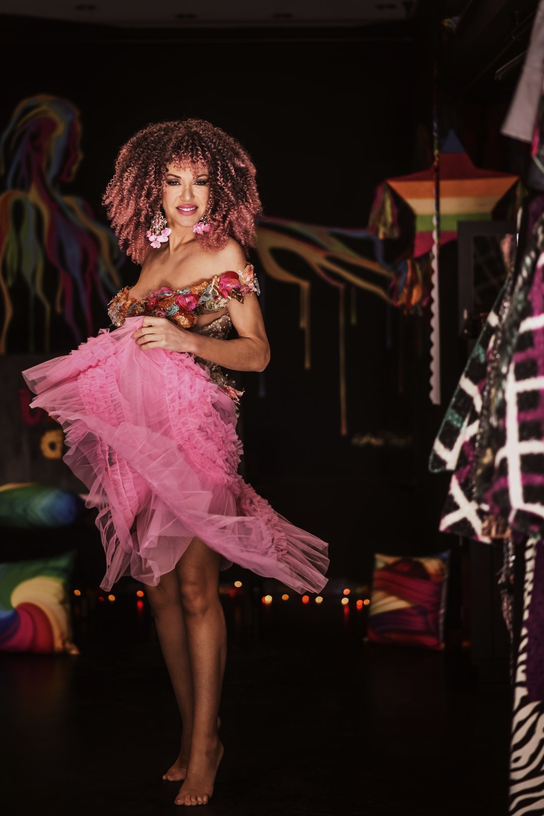 Pink tulle couture look photographed in the Athens studio