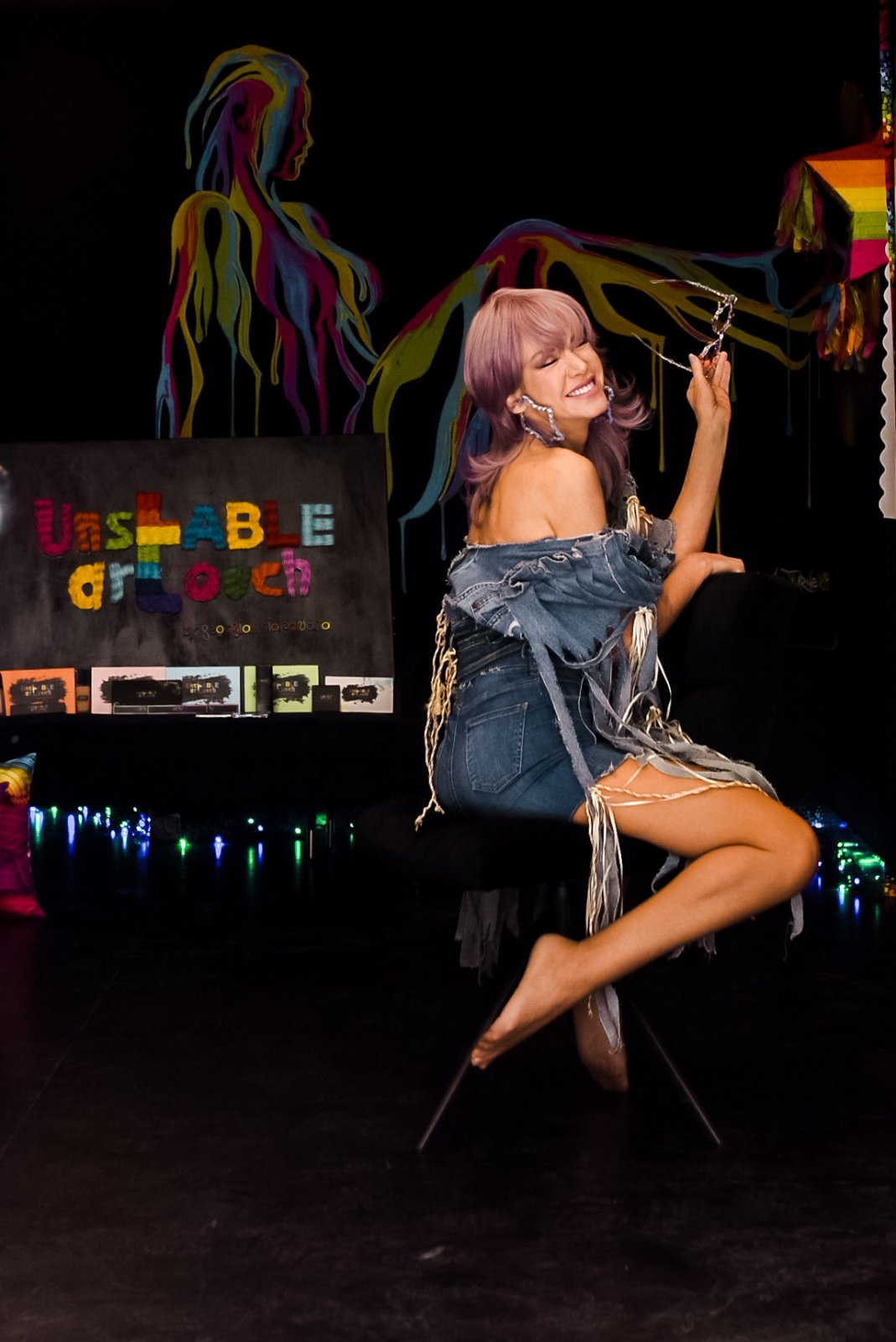 Denim fringe look on the Unstable Art Touch stage